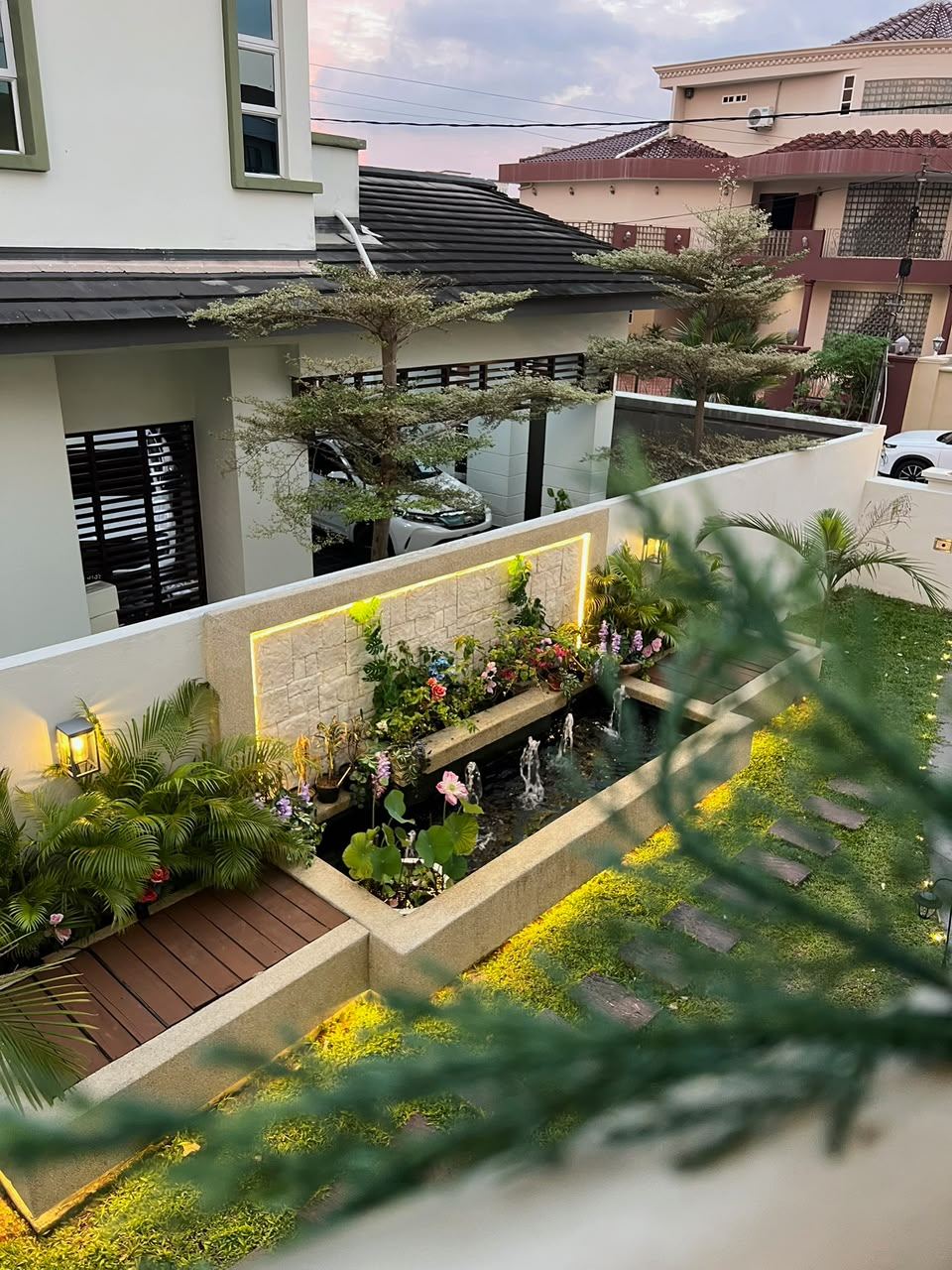 Garden and pond from the balcony