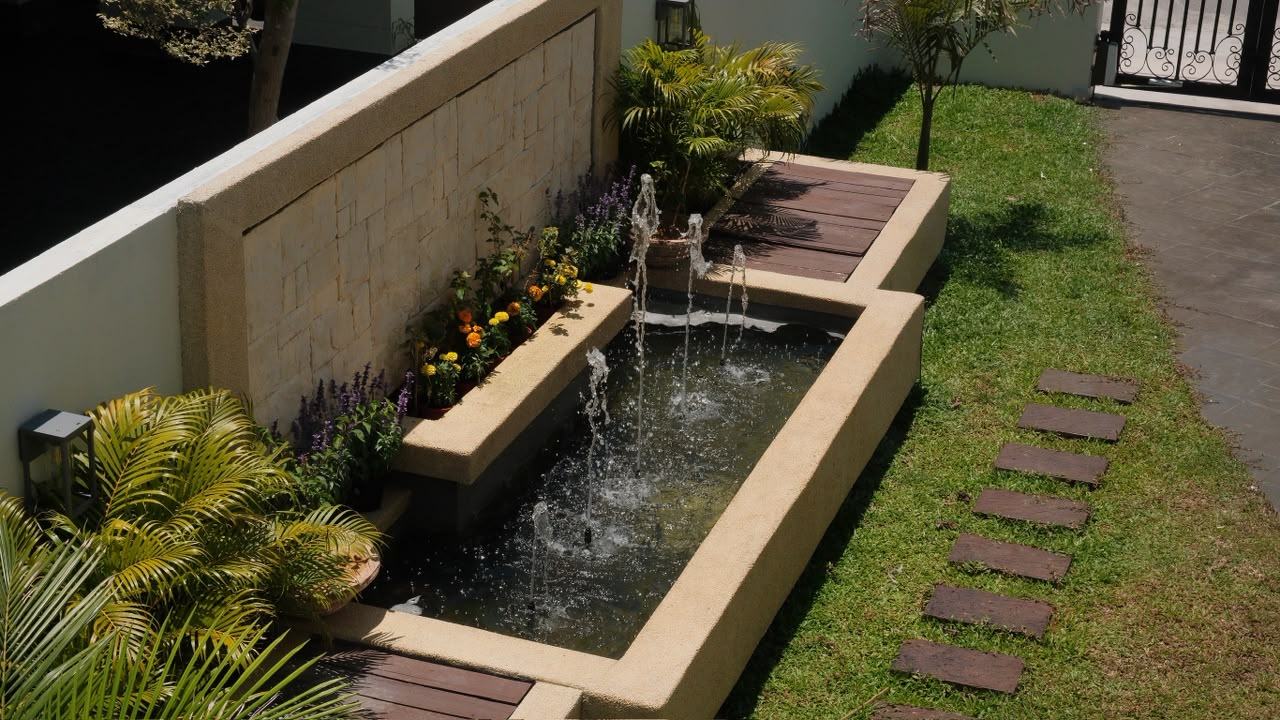 Fountain pond and lawn