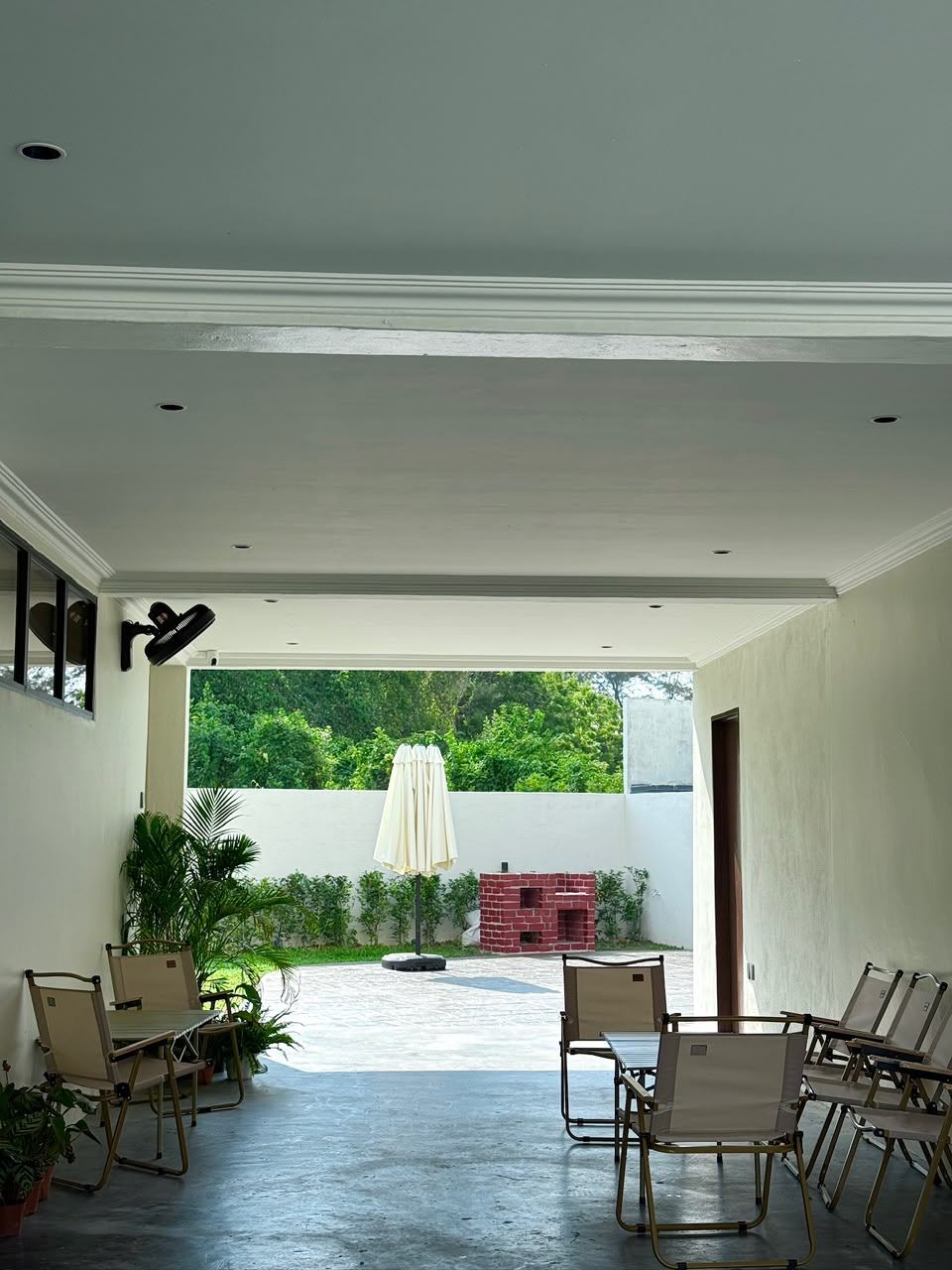 Covered porch with seating